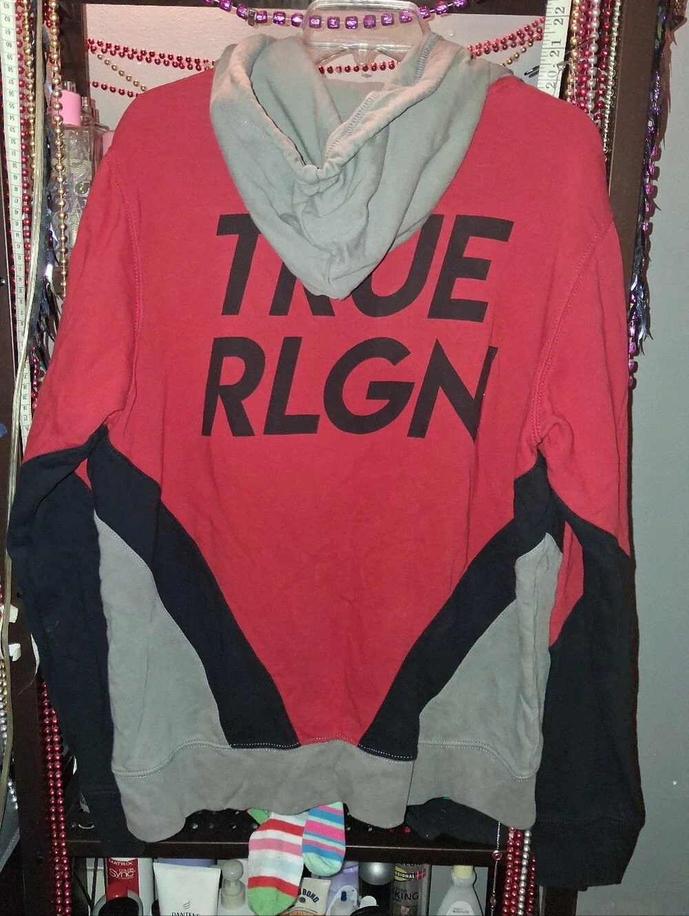 Men's True Religion Full Zip Up Colorblock Hoodie Sz XL